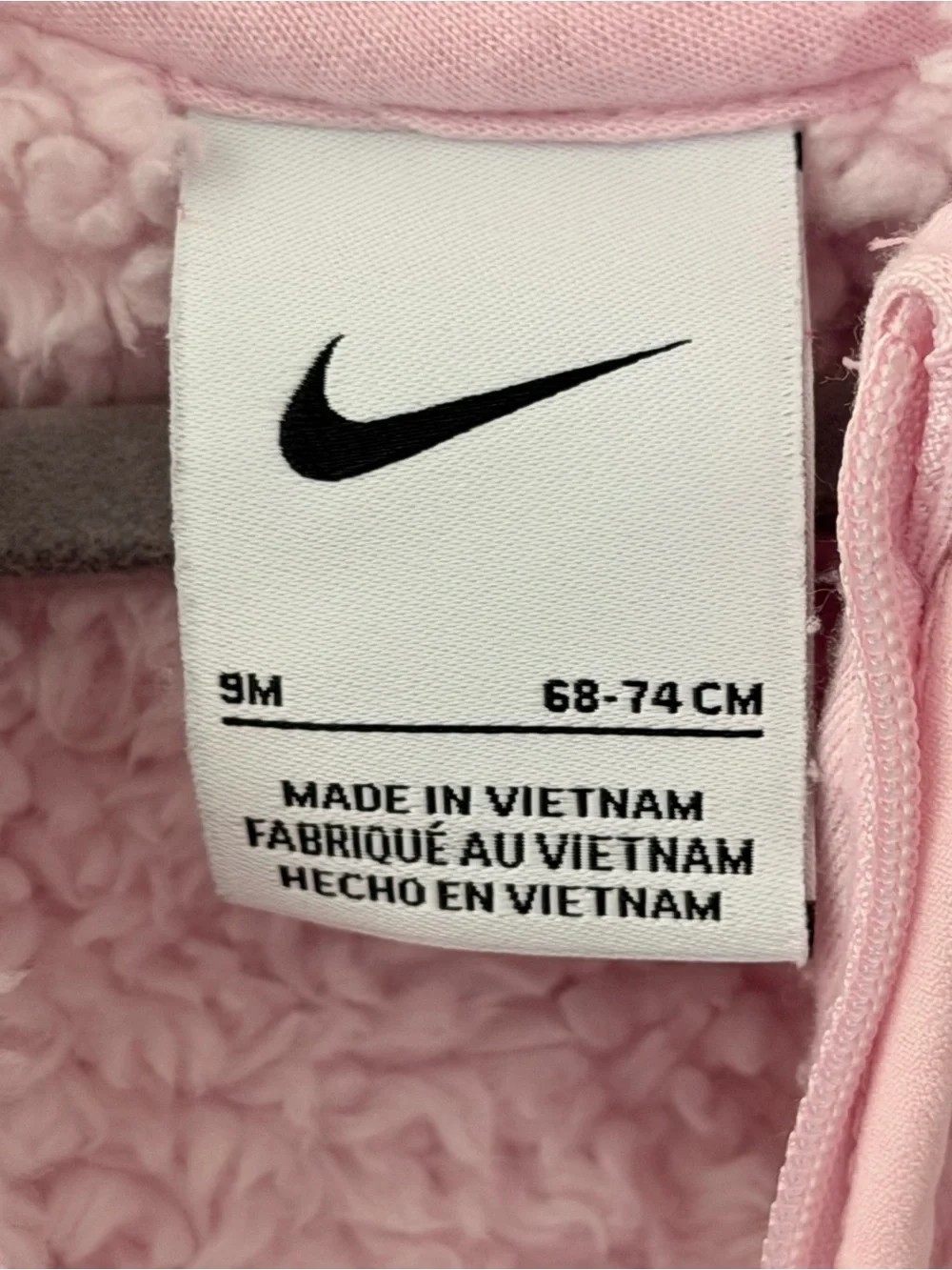 Nike Baby Sherpa Hooded Bunting Snowsuit Pink Fleece 9M One Piece
